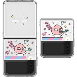 [S2B] Kakao Friends Happy Moment Galaxy Z Flip4 Transparent Slim Case-Transparent Case, Character Case, Strap Case, Wireless Charging-Made in Korea